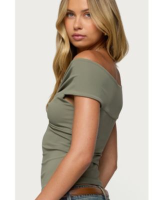 Womens Twisted Front Off Shoulder Top