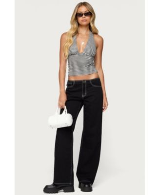 Women's Sage Striped Halter Top