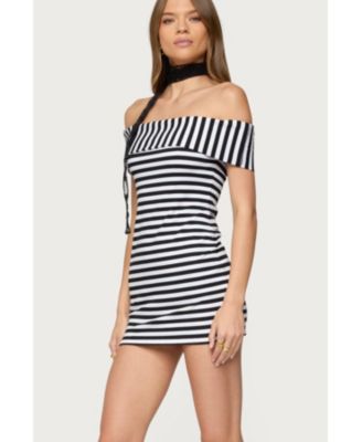 Women's Zivi Fold Over Striped Mini Dress