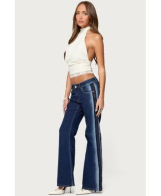 Women's Airbrushed Low Rise Flared Jeans