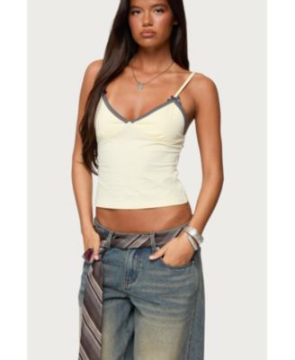 Womens Ruelle Contrast Frill Tank Top