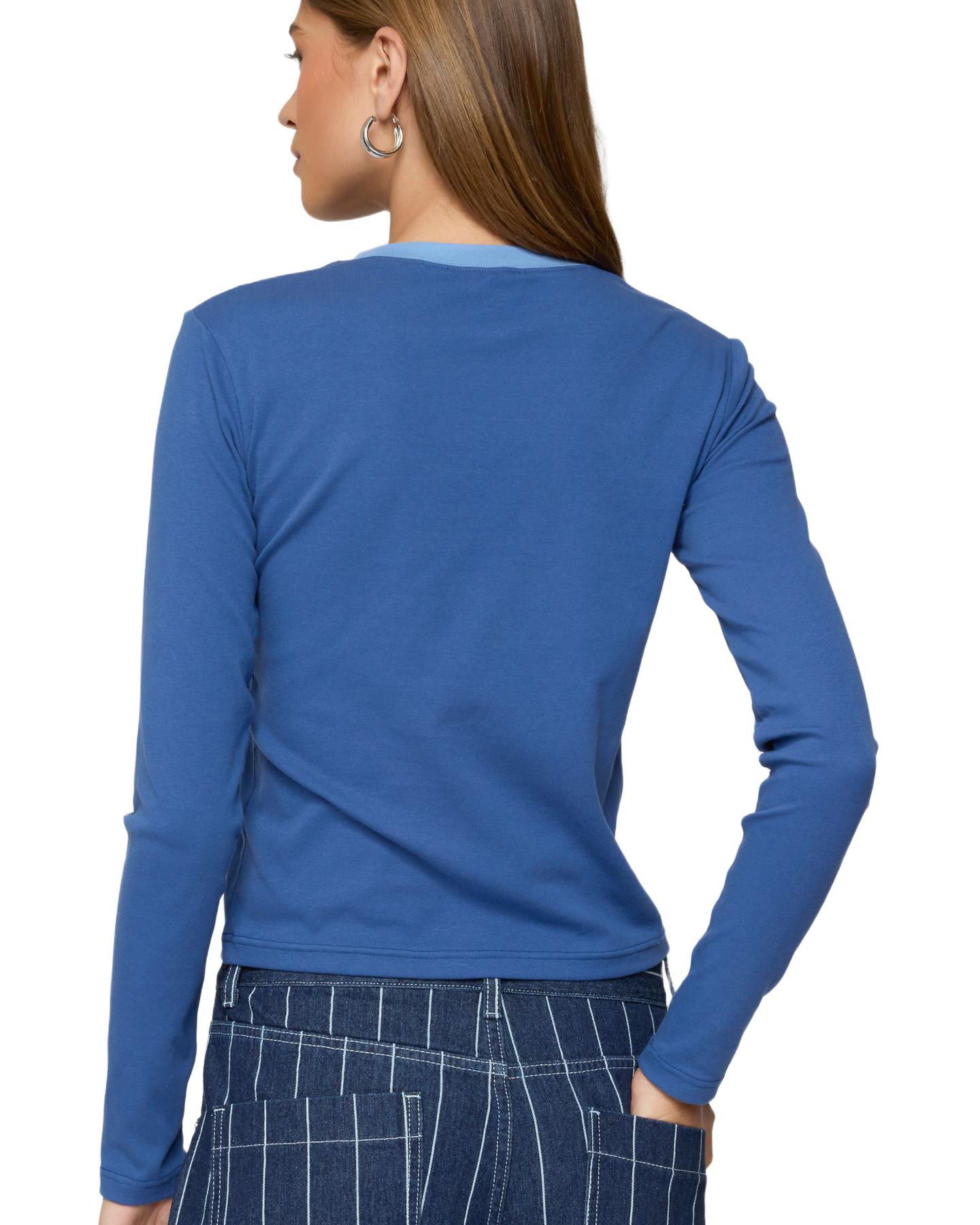 Женская футболка Edikted Santa Monica Long Sleeve, цвет: Синий — фото 2