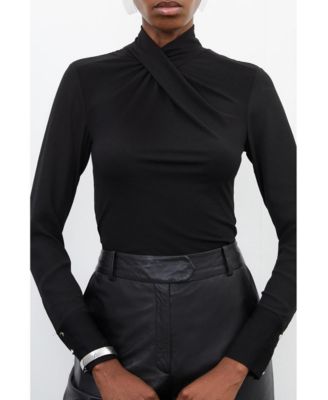 Jersey And Georgette Mix High Neck Top