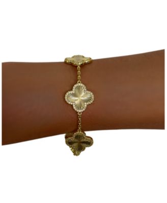 18K Gold Plated Five Station Flower Bracelet
