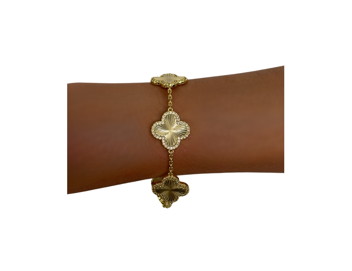 18K Gold Plated Five Station Flower Bracelet