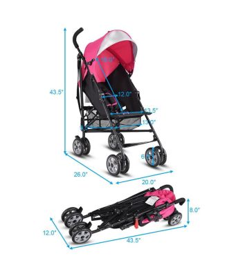 Toddler Folding Lightweight Umbrella Travel Stroller w/ Storage Basket