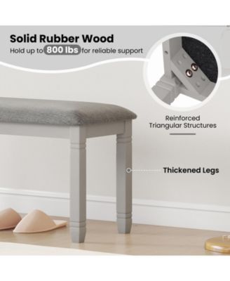 Upholstered Bedroom Bench w/ Padded Seat & Solid Wood Legs for Dining Room