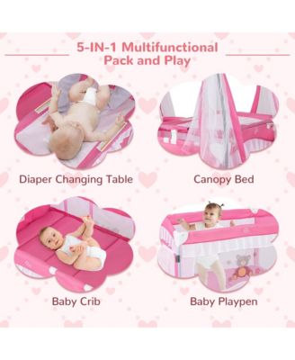 Portable Baby Playpen Crib Cradle Changing Pad Mosquito Net Toys