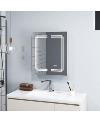 23.5 x 27.5 Inch Bathroom Medicine Cabinet w/ Mirror LED Lighted Mirror Cabinet