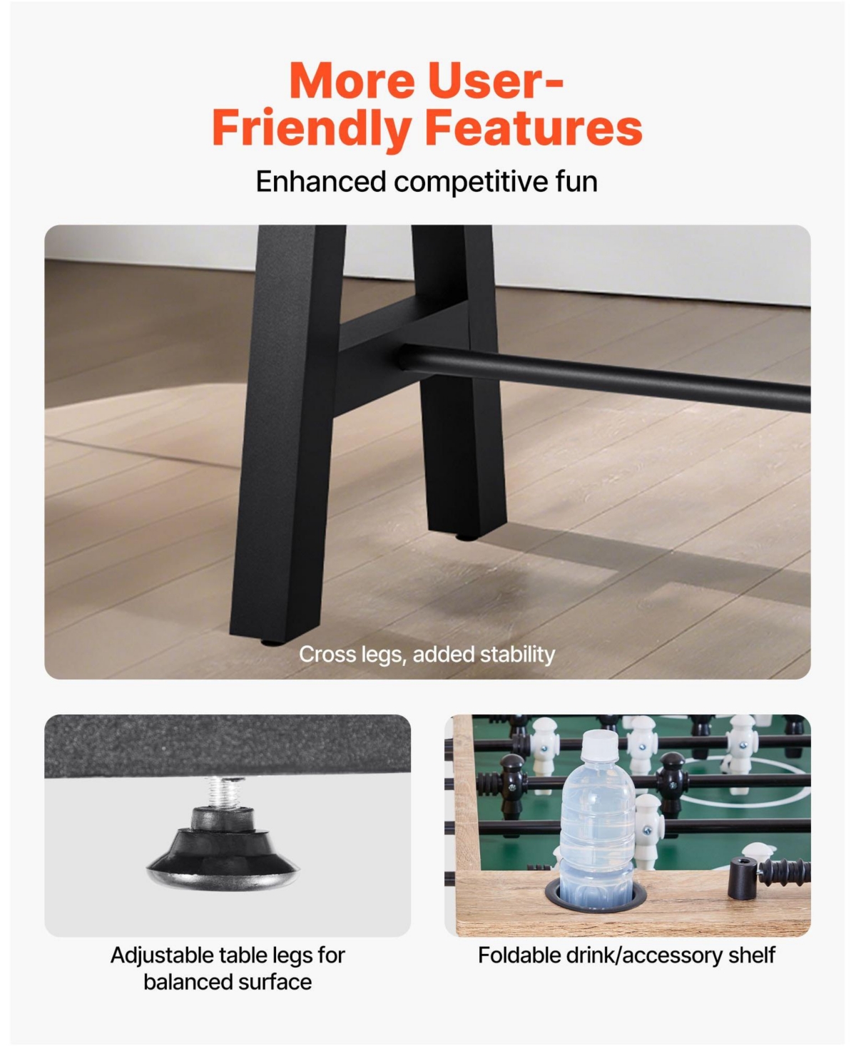 Slickblue Foosball Soccer Game Table Standard Size for Indoor Home or Game Room