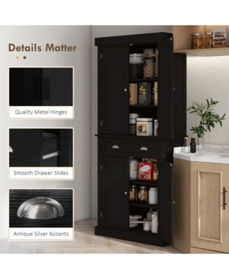 Kitchen Storage Cabinet with Doors and Shelves for Pantry and Dining Room Organization