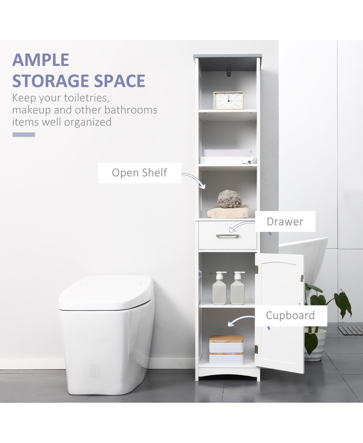 Space Saving Bathroom Storage Cabinet with Strong Design for Towels and Essentials