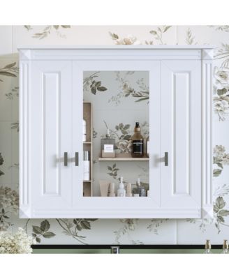 1Pc MDF & Iron Mirrored Door, 4 Shelves & Wall-Mounted Design Medicine Cabinet