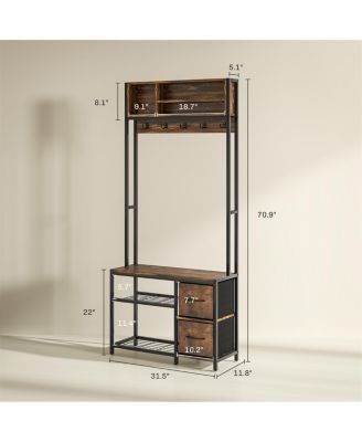 Shoe Storage Cabinet and Hall Tree Combo for Organized Entryway and Shoes