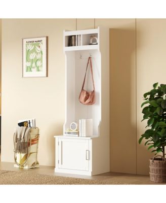 Elegant Hall Tree with Cabinet Coat Rack and Storage Bench