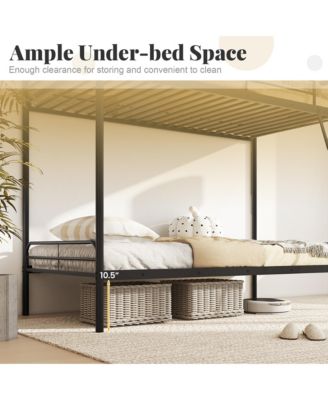 Twin Over Twin Bunk Bed Heavy Duty Metal Bunk Bed w/ Ladder Safety Guardrails