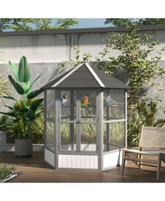 69" Large Wooden Hexagonal with Cove Roof, Light