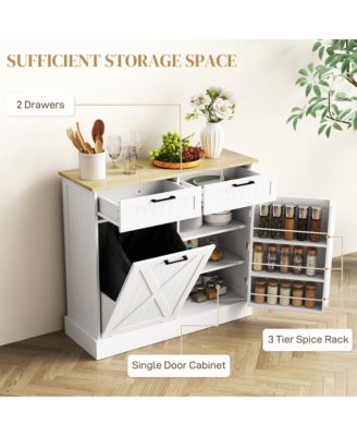 10 Wood Gallon Kitchen Island with Trash Can Storage and Drawers