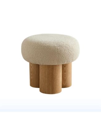 Modern Mushroom Ottoman with Wool Cushion, Footstool, Upholstered Seat for Living Room or Bedroom-The Pop Home