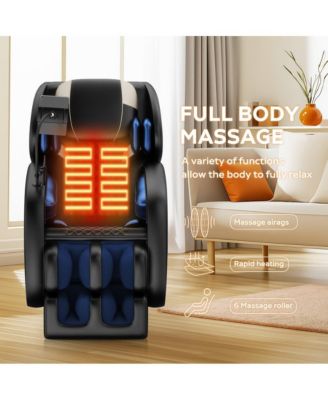 Full Body Massage Chair with Heat & Air Compression, Zero Gravity Recliner with Foot Rollers, Bluetooth & LED Lights-Maison Boucle