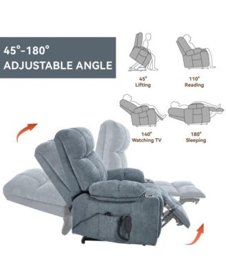 Heavy Duty Power Lift Recliner with Dual Motors, Massage & Heat, Infinite Position Chair with Cup Holders