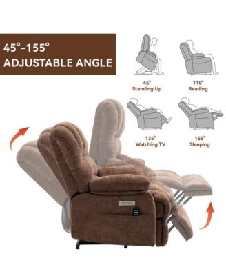 Oversized Power Lift Recliner for Big & Tall Adults, 23” Wide Chenille Chair with Massage, Heat & USB