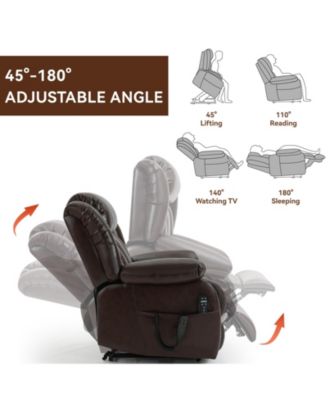 Genuine Leather Power Lift Recliner for Seniors, Dual Motor Chair with 8-Point Massage, Heat & Infinite Position