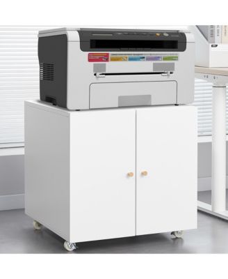 Metal Filing Storage Cabinet Mobile Printer Tables for Small Spaces with Adjustable Shelf and Wheels for Home Office