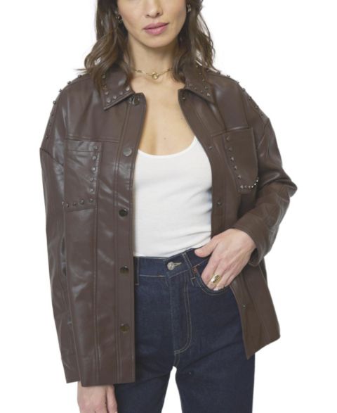 Женские куртки Central Park West Women's Jay Studded Leather Shacket