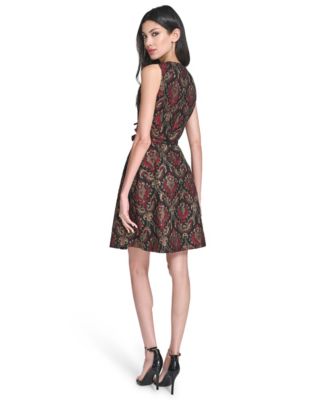 Petite Jacquard Fit and Flare Short Dress