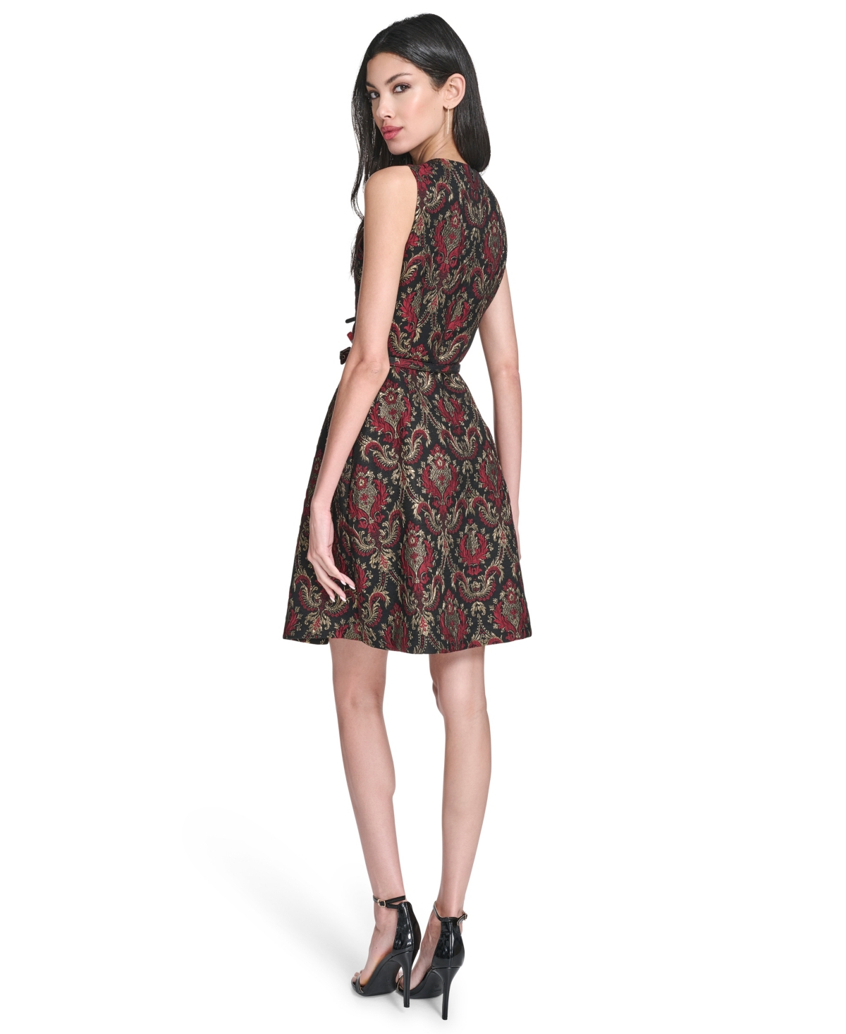 Vince Camuto Petite Jacquard Fit And Flare Short Dress In Multi