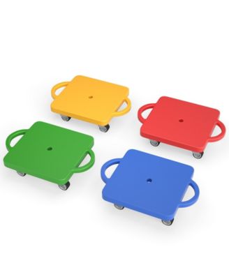 4/6-Pack Kids Sitting Scooter Set with Handles and Non-marring Universal Casters