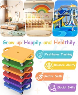 4/6-Piece Kids Sitting Scooter Set with Handles and Non-marring Universal Casters