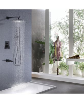 Waterfall Spout Single Handle 3-Spray Square High Pressure Tub and Shower Faucet in (Valve Included