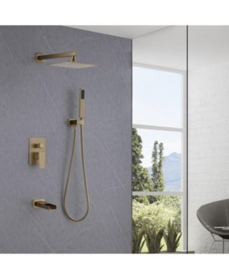 Waterfall Spout Single Handle 3-Spray Square High Pressure Tub and Shower Faucet in (Valve Included