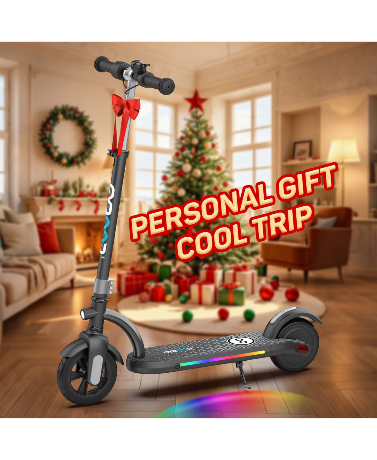 Детская игрушка Gyroor H40 180W Motor with LED Lights Adjustable-Height Electric Scooter, 143 Lbs. Capacity, Ages 8-12, цвет: Чёрный — фото 9