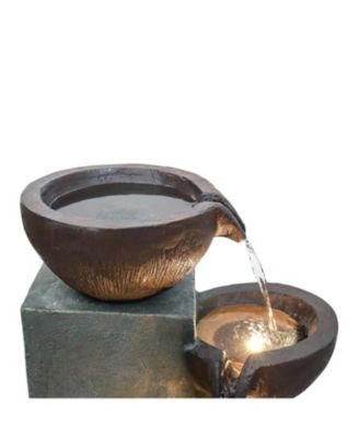 5-Tier Cascading Indoor/Outdoor Water Fountain with LED Lights - 39.7" High Large Waterfall Floor Standing Fountain for Garden, Patio, Yard, and Deck Decor - Relaxing Outdoor Water Feature