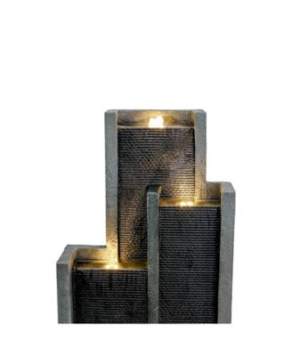 5-Tier Modern Water Fountain, Indoor/Outdoor Resin Water Fountains with Soothing Water Sounds & Warm LED Light, Perfect for Garden, Patio, Home & Office