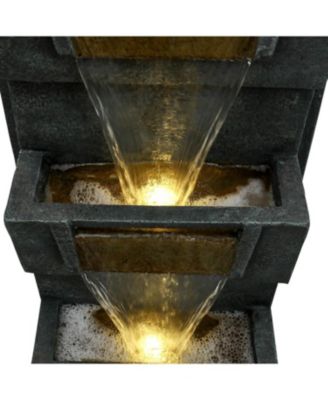 39.3inches High Modern Water Fountain – 5-Tier Outdoor/Indoor Water Fountain with Soothing Water Sounds & Warm LED Light, Perfect for Garden, Patio, Home & Office