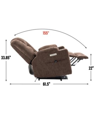 Large Power Lift Recliner Chair with Massage and Heat for Elderly Overstuffed Wide Recliners Heavy Duty Motion Mechanism with USB and Type C Ports 2 Steel Cup Holders Brown