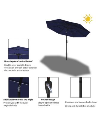 3-Tier Patio Umbrella with Led Lights 10ft Outdoor Patio Table Umbrella Large Umbrella Pool Umbrella For Deck, Pool, Garden, Patio