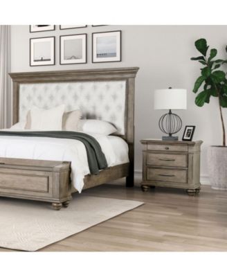 Weathered Oak Storage Cabinet Nightstand