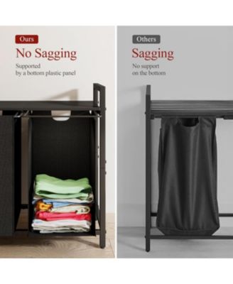 Laundry Basket Organizer, Laundry Hamper with Shelf &amp; 2 Pull-Out Removable Bags, Dirty Clothes Hamper Organizer for Laundry Room Bathroom and Dorm, 2 x 11.8 gallons (44.5L)