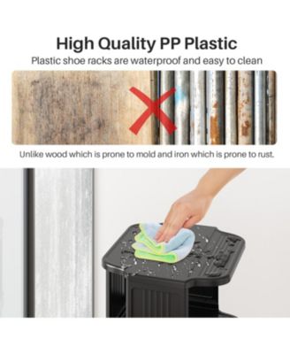 Vertical Shoe Rack: 8 Tiers Stackable Shoe Rack for Closet DIY Free Standing Shoe Organizer Small Shoe Shelf for Small Spaces and Narrow Spaces Plastic