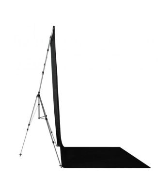 8x13' X-Drop Pro Wrinkle-Resistant Backdrop Kit with Stand, Rich Black Sweep