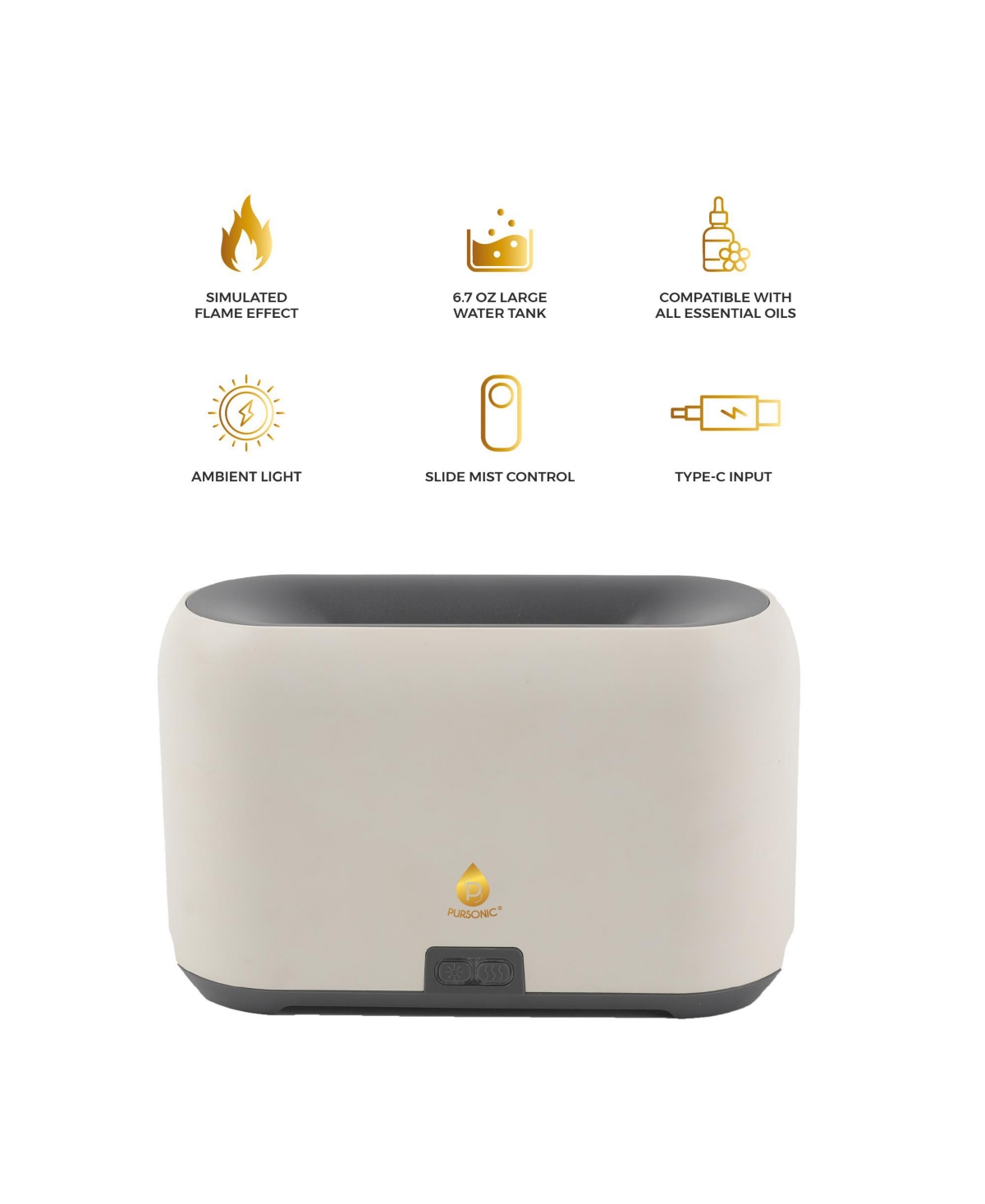 Pursonic Essential Oil FlameGlow Aromatherapy Diffuser
