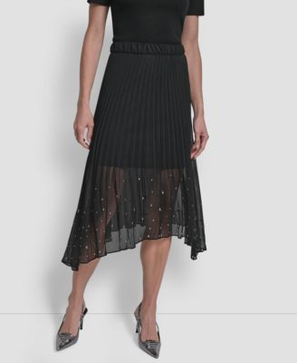 DKNY - Women's Pleat Detail Pull On Midi Skirt