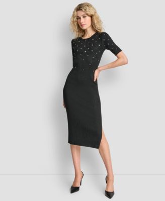 Women's Studded Sweater Pull On Dress