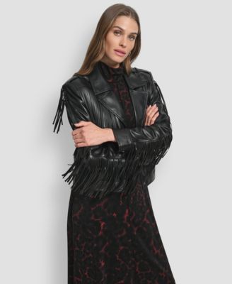 Women's Fringe Detail Crop Collared Jacket