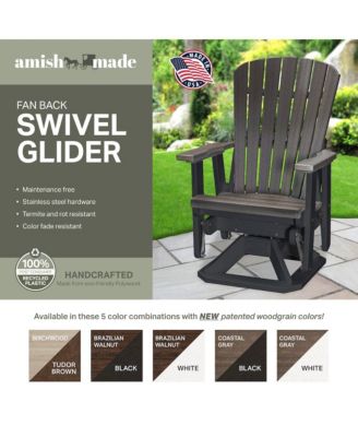 Fan Back Swivel Glider in Brazilian Walnut on a Black Base
